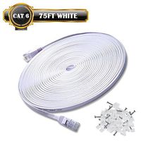 Ethernet Cable Cat6 Network Cable 75 ft - Flat Ethernet Patch Cable with Snagless Rj45 Connector - Compatible with Cat5e Cat5 Computer LAN Wire for PS4,Xbox one,Switch,Modem,Router (White 75FT)