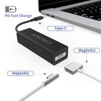 CHILISON USB C to Mag-Safe Adapter, Type C for Magsaf1 Magsaf2 Laptop Adapter Compatible for MacBook Pro 13" 15" Other USB C Device Black