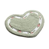 MOMIKA Pretty Floral Rose Heart Shape Bathroom Mat Non-Slip Pink Shaggy Rug Floor Decoration Carpet(Green)