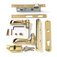 Andersen Storm Door Handle Assembly in Brass Finish Traditional Style for 1 1/4" OR 1 1/2" Thick ANDERSEN Aluminum Storm Doors Manufactured After 2004
