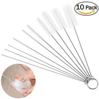 OUNONA 10pcs Nylon Tube Brushes-Pipe Cleaning Brush for Drinking Straws Glasses Keyboards Jewelry Cleaning (White)