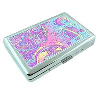 Trippy Galaxy Em1 Hip Silver Cigarette Case Id Holder Metal Wallet 4" X 2.75" RFID Protection