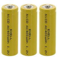 3x A Size 1.2V 1400mAh NiCD Button Top Rechargeable Batteries for meters, Telecoms, UPS and Smart grid