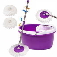 Easy Magic Floor Mop 360° Bucket 2 Heads Microfiber Spin Spinning Rotating Head