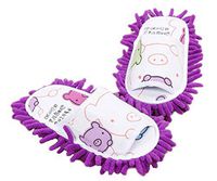 Cute Cleaning Slippers Fuzzy Slippers for Children Feet Length 20 cm -Purple