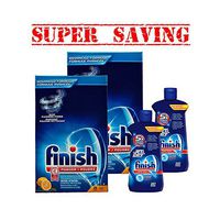 2 X Finish Deep Cleaning Lemon Powder 3 Kg & 2 X Jet-Dry Rinse Agent, 621 ml