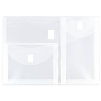 JAM PAPER Plastic Multi Pocket Envelopes with Hook & Loop Closure - 3 Pockets - Letter Booklet - 9 3/4 x 13 - Clear - 12/Pack