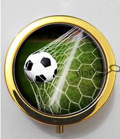 BlackKey Soccer Ball Theme 3-Compartment Decorative Pocket Gift Box Case Organizer for Pill, Color 2 -487