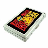 Nobody Owns Pizza Em1 Hip Silver Cigarette Case With Built In Lighter 4.75" X 2.75" Id Holder Metal Wallet RFID Protection