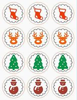 Lovely Cool Pack of 120pcs Christmas Kraft Sticker for Home Baking Gift Pakaging sealing sticker. (stockings,reideer,tree,Snowman style)