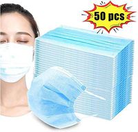 Honzentech 50 Pcs Disposable Face Ma SKS,3Ply Breathable and Comfortable Ma SKS with Earloop Anti Dust Breathable Disposable Earloop Mouth Face Shield Protection and Personal Health