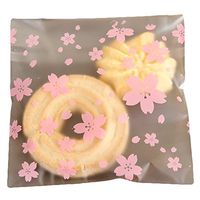 Hustar 200 Pcs Cherry Blossoms Plastic Bags Self Sealing OPP Cello Bags for Bakery Cookies Decorative Wrappers 14x14cm