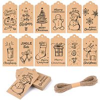 KUUQA 120Pcs Christmas Gift Tags Festival Gift Card for Christmas Gift Wrapping Label with Hanging Rope, 12 Different Styles, Black