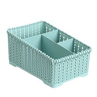 QIUUE Bathroom Cosmetic Storage Basket Office Plastic Storage Box Desktop Finishing Box Cosmetics Debris Case (Light Blue)