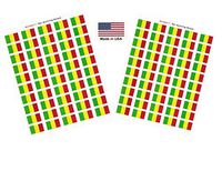 Made in USA! 100 Country Flag 1.5" x 1" Self Adhesive World Flag Scrapbook Stickers, Two Sheets of 50, 100 International Sticker Decal Flags Total (Mali)