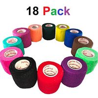 2 Inch Vet Wrap Tape Self Adhesive Medical Bandage Free Bonus Rolls (Assorted Colors) (16 Pack Plus 2 Free Rolls) Self Adherent Cohesive First Aid Sport Flex Ankle Knee Sprains and Swelling