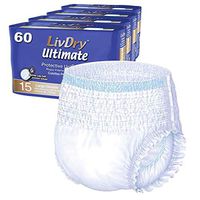 LivDry Adult Incontinence Underwear, Ultimate Comfort Absorbency, Leak Protection, Large, 60-Pack