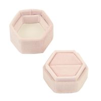 Koyal Wholesale Velvet Ring Box, Blush Pink, Hexagon Vintage Wedding Ceremony Ring Box with Detachable Lid, 2 Piece Engagement Ring Box Holder, Modern Proposal Idea, Slim Ring Box Display