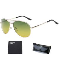 Baselay Night Driving Glasses, Classic Aviator Pilot HD Polarized Anti Glare Night Vision Safety Sunglasses for Men Women (Golden)