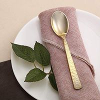 Efavormart 24 Pack Disposable Plastic Spoons | 7"| Gold | BPA Free | Hammered Design