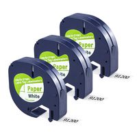3 Pack Replace Compatible Dymo LetraTag Labeling Refills 91330 10697 (S0721510) Label Tape, Black on White Self-Adhesive Paper Tape for DYMO LetraTag Label Maker, 1/2 Inch x 13 feet, 12mm x 4m