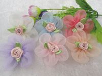 30pcs Organza Ribbon Flower W/Rose Appliques Craft Wedding U Pick (Mix)
