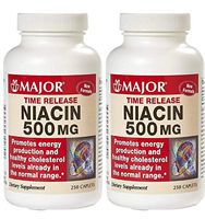 (2 Pack) MAJOR NIACIN TR 500MG CAPLETS NIACIN-500 MG White 250 CAPLETS UPC 309044342702