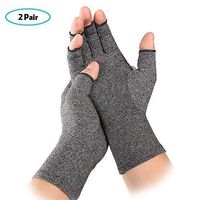 FITTOO Arthritis Compression Gloves Comfy Fit, Men & Women Open Finger & Anti-Slip Hand Compression Gloves for Joint Pain Symptom Relief, Ease Muscle Tension (2 PairGrey)