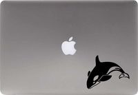Fish Orca Whale Version 1 Vinyl Decal Sticker for Computer MacBook Laptop Ipad Electronics Home Window Custom Walls Cars Trucks Motorcycle Automobile and More (Black)