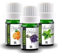 Aroma2Go Essential Oils Set, 100% Pure Undiluted, Therapeutic Grade, Plant Based in 5ML Peppermint, Lavender, Sweet Orange (Starter Pack)