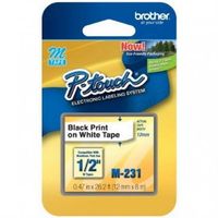 Brother M231 Labels - 12mm (1/2") Black on White Non-Laminated Tape (8m/26.2 Ft.) (1/Pkg) For use in M P-Touch: 55/65/70/80/85/90/100/110