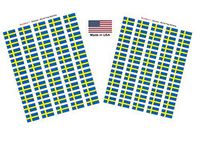 Made in USA! 100 Country Flag 1.5" x 1" Self Adhesive World Flag Scrapbook Stickers, Two Sheets of 50, 100 International Sticker Decal Flags Total (Sweden)
