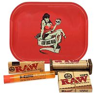 Bundle - 5 Items - RAW Classic 1 1/4 Rolling Papers, 79mm Roller, Pre-Rolled Tips with Leaf Lock Gear Mini Rolling Tray and Hippie Butler Kewl Tube (Zombie Pin-Up)