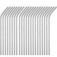 Brightbuy Stainless Steel Straws Set of 100 Piece, 8.5'' Metal Drinking Straws for 20oz Tumblers Yeti 6mm Diameter (50 Straight + 50 Bent) (100pc-2156mmsilverbentstraw)
