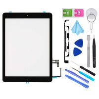 T Phael Black Digitizer Repair Kit for iPad 5 A1474 A1475 A1476,iPad5 iPad Air 1st Touch Screen Digitizer Replacement Assembly -Inc Home Button +Camera Holder+ Pre-Installed Adhesive +Tools Kit