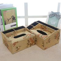 T-ZJHC Multi-Function Tissue Box Desktop Living Room Coffee Table Remote Control, Light Khaki Butterfly Love Flower, Small (20 16.5 9.5 11)