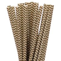 Gold Chevron Paper Straws (50)