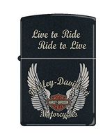 Zippo Harley-Davidson Wings Pocket Lighter, Black Matte