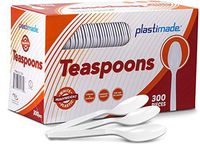 [300 Tea Spoons] Plastimade White Disposable Extra Heavyweight Plastic Spoons, Ideal For Wedding, Catering, Parties, Buffets, Events, Or Everyday Use, 1 Pack