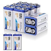 EBL 600mAh 9 Volt Li-ion Rechargeable 9V Batteries Lithium-ion, 10 Pack