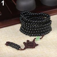 litymitzromq Bracelet Unisex Sandalwood Beads Buddha Buddhist Meditation Mala Prayer Bracelet Necklace Handmade Wristband Braided Rope Cuff Bangle_ Black