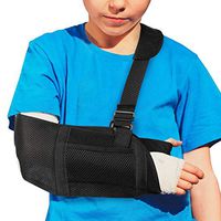 Kid Arm Sling, Lightweight Medical Mesh Shoulder Sling with Thumb Loop for Children, Adjustable Child Shoulder Immobilizer for Broken Elbow, Wrist, Fractures and Dislocation, Left or Right Arm - Black