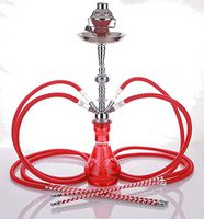 4 hose 23" Egypt Red Hookah Shisha Nargila water glass vase pipes smoke sale