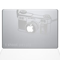 The Decal Guru I Shoot People Camera Decal Vinyl Sticker, 12" MacBook, Silver (1647-MAC-12M-S)