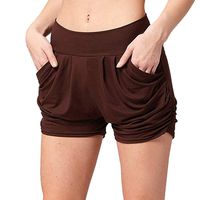 BAOHOKE Casual Fashion Women's Pocket Harem Shorts,Summer Cozy Elastic Band Stretch Pants(Brown,XL)