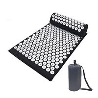 ZHLXZ Acupressure Mat and Pillow Set, Back and Neck Pain Relief, Relieves Stress, Back, Neck, and Sciatic Pain - Comes in A Carry Case for Storage and Travel for Chair, Bed, Travel,Black