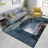 Bigdatastore Galaxy Patchwork Floor Mat for Kids, Magical Door with Star Cluster Inside Old Structure Enchanted Surreal, Fashionable High Class Living Bedroom Rugs(3'x 8')