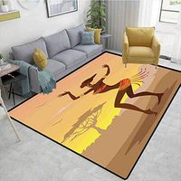 Bigdatastore Animals Area Rug Office, Lady in Ritual Dance Person in Psychedelic Style Figures Artisan Image, Durable Carpet Area Rug - Living Dinning Room Bedroom Rugs and Carpets(2'x 6')