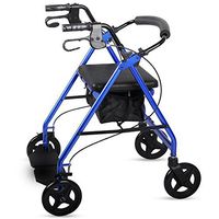 Rollator Walker with Seat Seniors Accessories Folding Transport Chair with Bag Non-Slip Rolling Rollator Light Weight Aluminum Alloy Adjustable Blue (Blue)