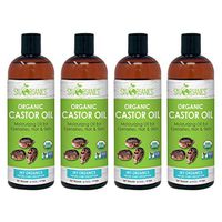 Sky Organics USDA Organic Castor Oil Cold-Pressed 100% Pure, Hexane-Free Castor Oil - Moisturizing & Healing, For Dry Skin, Hair Growth - For Skin, Hair Care, Eyelashes - Castor Oil, 1 lb (Pack of 4)